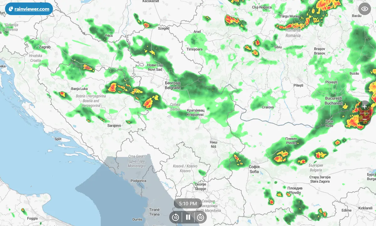 Vremenski radar Srbije - pregled padavina